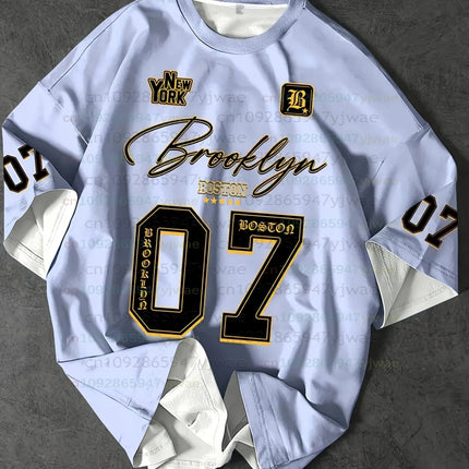 2026 mens brooklyn no.7 graphic t shirt American Casual Digital Print T Shirt Summer Women Beach Short Sleeved Surfing T-shirt