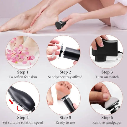 Plug-in Electric Foot File Callus Remover with 60Pcs Sandpaper Discs Adjustable Speed Pedicure Machine EU/US/UK Plug