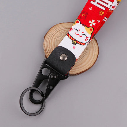 Lucky Cat Eagle Beak Keychain Motorcycles Girl Animation Short Lanyards Used in Phone Rope Badge Holder Accessories