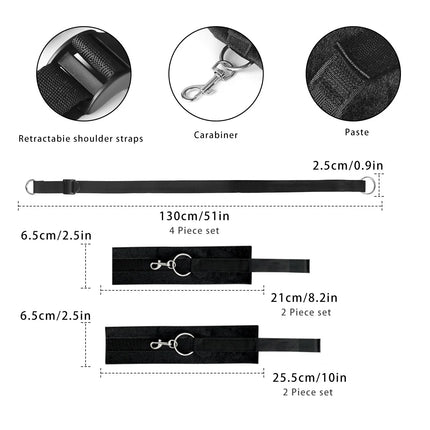SM Bondage Training Torture Instruments on the Bed Straps Hands and Feet Handcuffs Couple Bondage Straps Adult Sex Toys