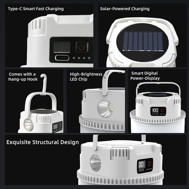 Solar LED Outdoor Camping Lamp Portable Lamp Configuration Hook Supports TYPE-C Charging