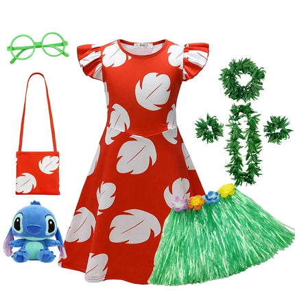 Disney Lilo&Stitch Girls Role Playing Dress Disneyland Travel Stitch Movie Hawaii Costume Frock Halloween Lilo Vestidos Frock