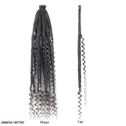 Braids Hair 24Inch Single Dreadlock Extension Reggae Style Faux Locs with Highlight Strands Hand Crocheted Synthetic Dreadlocks