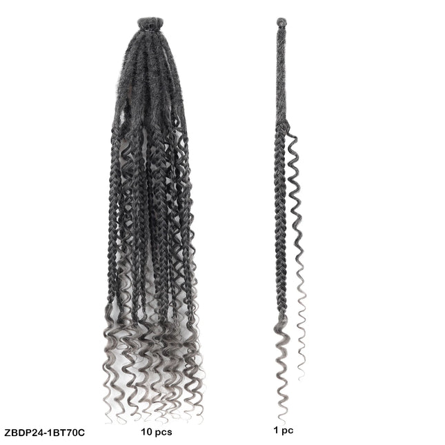 Braids Hair 24 Inch Single Dreadlock Extension Reggae Style Faux Locs with Highlight Strands Hand Crocheted Synthetic Dreadlocks