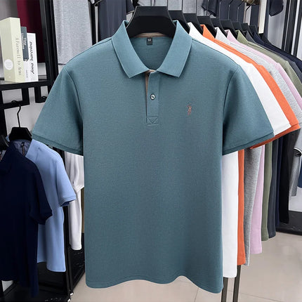 100% pure cotton men's short-sleeved polo shirt, hot-selling summer fashionable horse logo embroidery classic Paul casual T-shirt