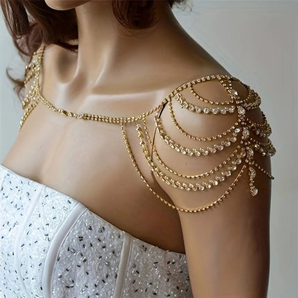 Sexy multi-layer classical tassel rhinestone shoulder chain banquet party women's body chain jewelry