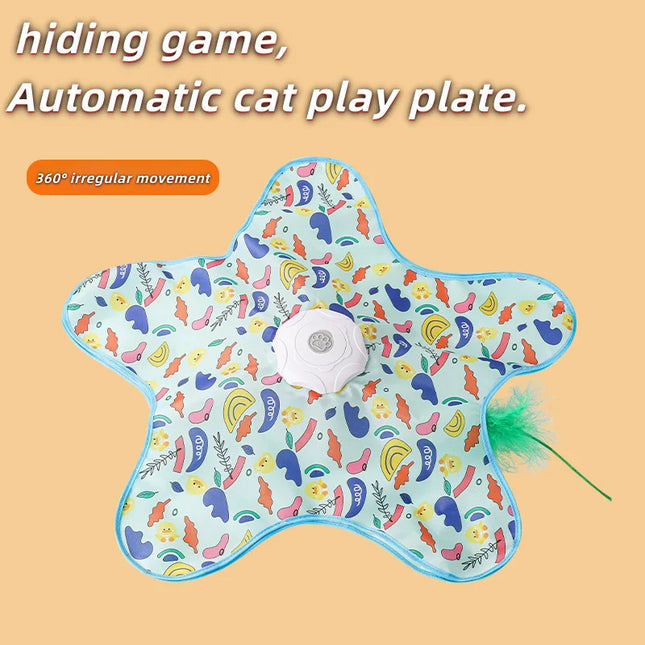 Automatic Cat Hunting Cover Toy Interactive Turntable Teaser Stick Pet Game Hiding Toy Fun Exercise for Indoor Cats Kittens