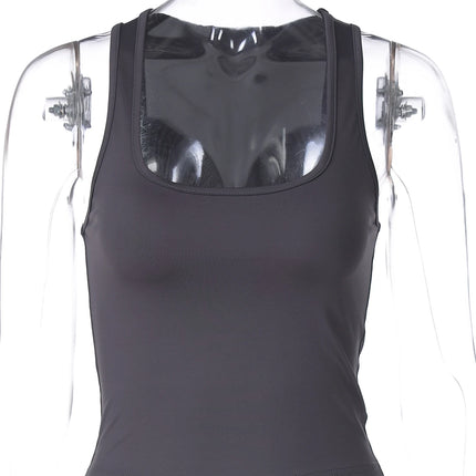 Hugcitar 2025 Summer Solid Straps Sexy Slim Crop Tank Top Women Casual Y2K Clothes Streetwear Party Sport Festival Wholesale