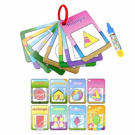 Montessori Toy Alphabet Water Coloring Cards Water Drawing Card with Magic Pen Aqua Painting Doddle Flashcards Educational Toys