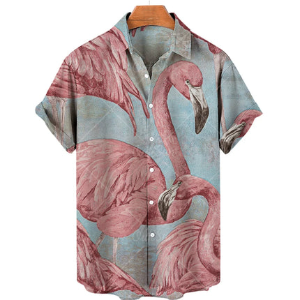 Men's casual shirt plant printed summer clothing Hawaiian short sleeved 2023 medieval vintage beach vacation top