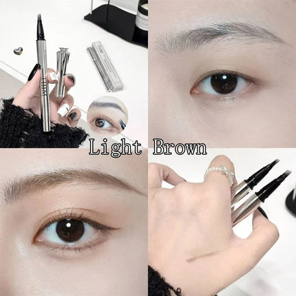 Waterproof Wild Eyebrow Pen 2/4 Separated Head Natural Brow Makeup Quick-Drying Creation of Ultra-Fine Lasting Liquid Eyebrow