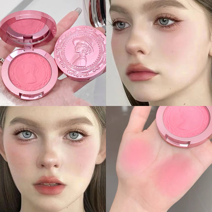 3D Embossed Girl's Blush Press Powder Nude Natural Matte Orange Brown Face Check Contouring Blusher Rouge Makeup Blush Palette