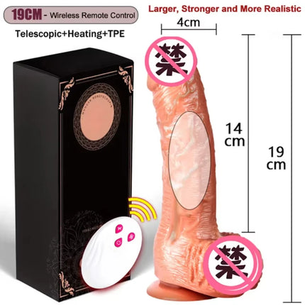 Telescopic Vibrating Thrusting Realistic Dildo Female Masturbation With Suction Cup Heating Penis Remote Control Dick For Women