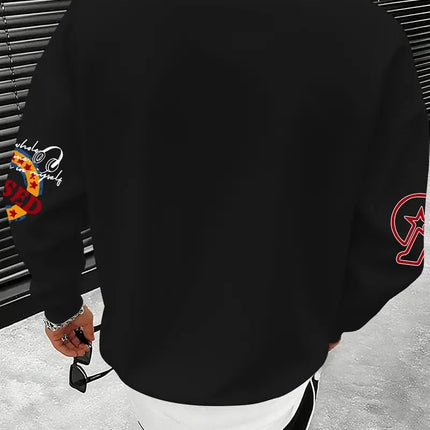 The new men's round-neck sweatshirt for Spring and Autumn 2025 features a casual and fashionable 3D letter pattern print