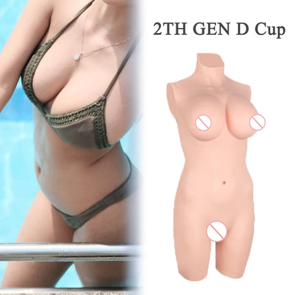 KUMIHO Fake Vagina Breast Form 2TH GEN Silicone Bodysuit D Cup Fake Boobs Silicon Body Transgender Crossdresser Cosplay Shemale