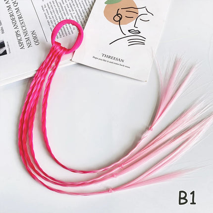 Synthetic Kids Colorful Wig Ponytail Headbands Rubber Bands Small Braids Hair Extension Hair Band Headwear Kids Hair Accessories