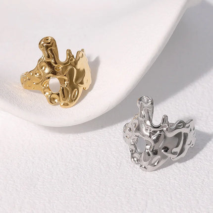 Stainless Steel Ring Punk Vintage Y2K Cross Star Open Rings for Women Fashion Couple Jewelry Gift Simple Senior Sense Adjustable