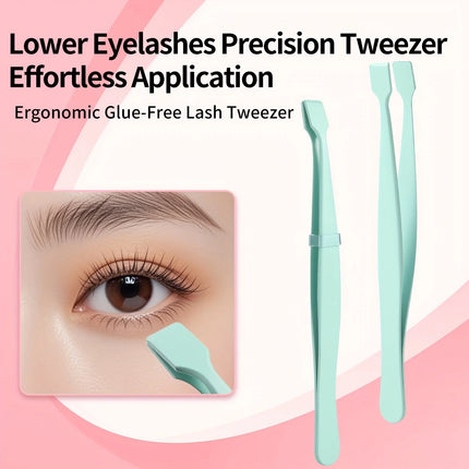 High-Precision Eyelash Tweezers for Under Eye and Chin, Flat-Mouth and Slender Design, Ergonomic Grafting Tool