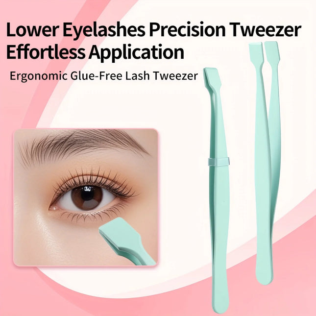 High-Precision Eyelash Tweezers for Under Eye and Chin, Flat-Mouth and Slender Design, Ergonomic Grafting Tool