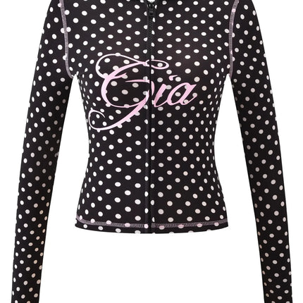 Gia Slim-Fit Letter Print Topstitching Design Hooded Zip-Up Jacket and Pants Set