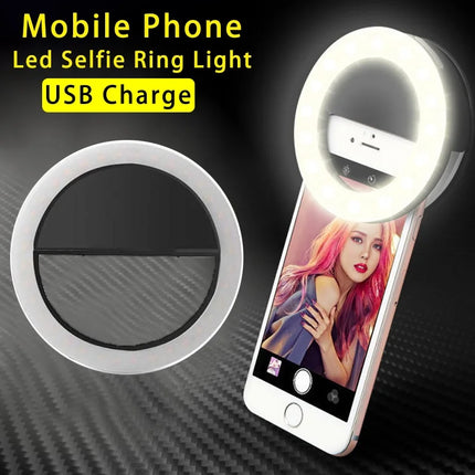LED Light Ring USB Charging Phone Selfie Light Mini Circular Fill Light Clip With iPhone Samsung Xiaomi Mobile Phone Fill Light