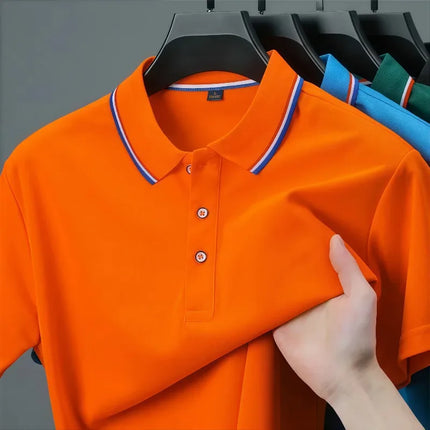 2026 Unisex Silk Cotton Material Polo Shirt Lightweight and Breathable No Sweat in Summer Cool and Comfortable Size S-4XL