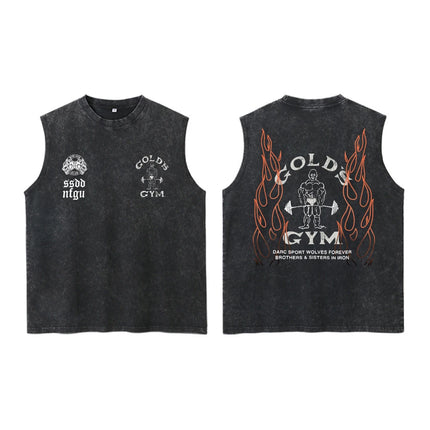 2026 Darc Wolves Sport Vintage Washed Vest Tees Gym Bodybuilding Fitness Sleeveless T Shirts Basketball Workout Darcs Tank Tops