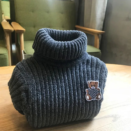 Children Winter Turtleneck Sweater Knitted Soft Pullovers Thermal Winter Bear Jumpers Basic Soft Sweaters for Girls Boys IY05319