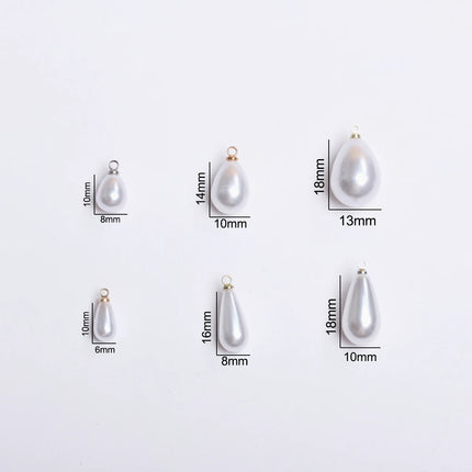 5Pcs/bag 10/14/16/18mm White Imitation Pearl Water Drop Pendant DIY Earrings Necklace Bracelet Brooch Jewelry Makings