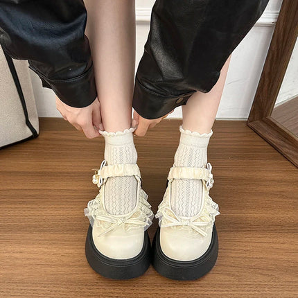 2026 Spring Autumn Height-Increasing Women's Mary Jane Shoes Concise Butterfly-knot Single Shoes Ladies' Elegant Dress Leather Pumps