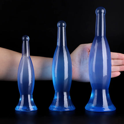 Novel Transparent Adult Beer Bottle Shape Anal Plug Sex Toys Soft Crystal Vase Dilation Anus Butt Plug Dildo Female Masturbator