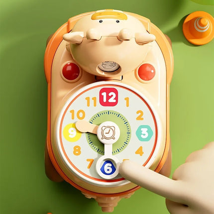 Baby Puzzle Cartoon Toy Car with Multiple Gameplay Modes Inertia Sliding Face Chang Whistl Small Car Children Time Cognition Toy