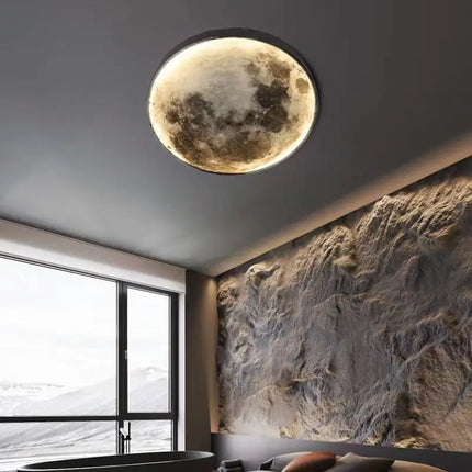 Modern LED Moon Wall Light, Round Dimmable Wall Mounted Lamp for Bedroom Bedside Living Room Decorative Lighting