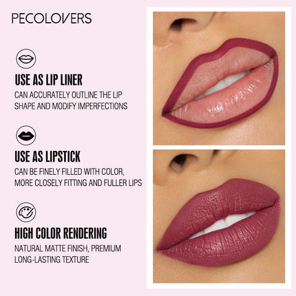Matte Lip Liner Lipstick Pen, Waterproof Long-lasting Non-sticky, Natural Lip Makeup Look, for All Lip Types, Perfect Gifts