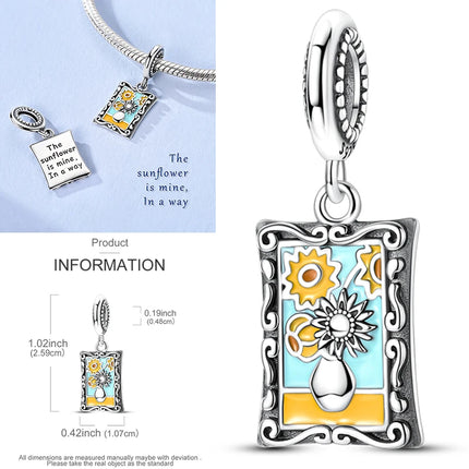 New 925 Sterling Silver Charms Beads Sunflower Flower Daisy Original Charm Pendant Fit Charm Bracelets DIY Jewelry Birthday Gift