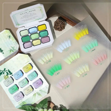 9 colors Chinese style spring is not late aurora powder shell polished fairy powder cream popular brocade powder solid nail art