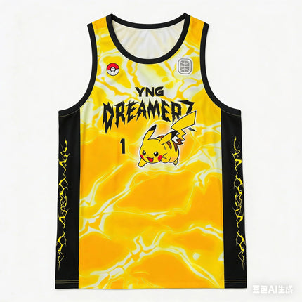 Pokemon Pikachu Anime 3D Print Basketball Jersey Sleeveless Tank Top Casual Sportswear Streetwear for Pokemon Men Women Fans