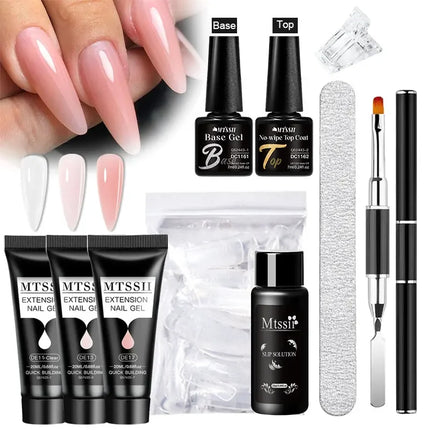 MTSSII 20m Extension Nail Gel Set Manicure Set Finger Quick Buliding Extension Gel Nail Polish Kit Soak Off UV Gel LED Nail Art