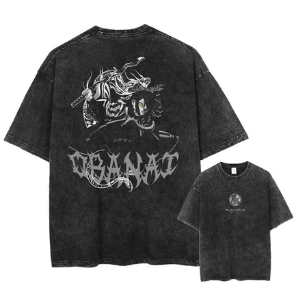Bleach Ichigo Kurosaki T Shirt Set Men Vintage Washed Cotton Short Sleeve Tops 2025 Summer Anime Graphic Tees Hollow Mask