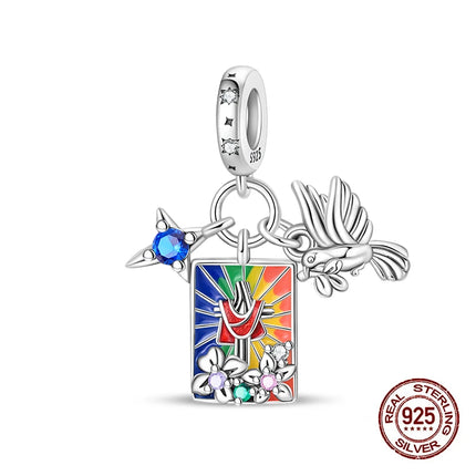 Original New 925 Sterling Silver Prayer Virgin Mary Charms Beads Fit Necklace Bracelet Accessory DIY Jewelry For Women Gift