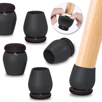 8PCS Chair Leg Floor Protectors 15° Diagonal Thick TPE Pads Silicone Felt Foot Covers for Hardwood Furniture Table Feet