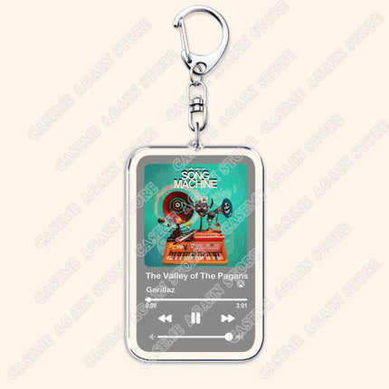 Hot Gorillaz Band Music Keychains for Women Accessories Bag Feel Good Inc Clint Eastwood Song Keying Jewelry Fans Friends Gifts