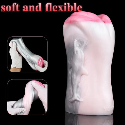 SMMQ Dolphin Masturbator Soft Silicone Dual Channel Onahole Realistic Vaginal Pocket Pussy Stroker Sex Toy For Adult Men