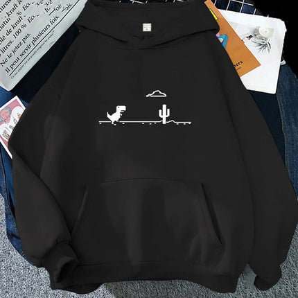 Network Malfunction Little Dinosaur Hoody Men Women New Thicken Pullover Hoodie Cute Pocket Sweatshi Loose Casual Unisex Hoodies