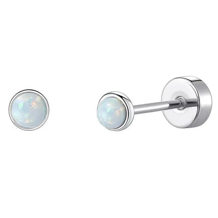 2PCS/Set Stainless Steel Heart Moon Earbone Stud Screw Ball Stud Earrings for Women Fashion Ear Tragus Cartilage Body Piercing