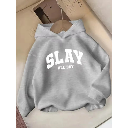 Autumn Alphabet Lettering Print Children's Hoodies Fashion Casual Kids Long Sleeve Pullover Winter Boys Girls Hooded Sweatshirt