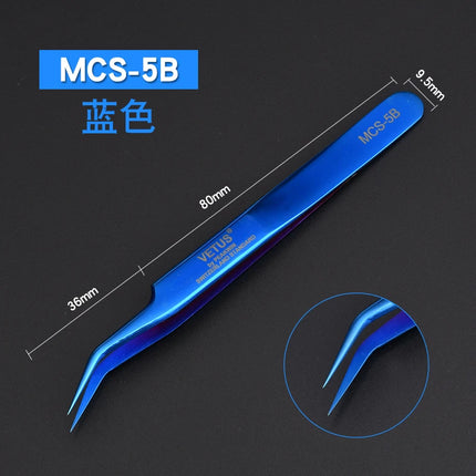1pcs Vetus MCS Series Blue/Gold/Colorful Russian Volume Bloom Eyelash Extension Tweezers Stainless Precision Lash Tweezers Tools