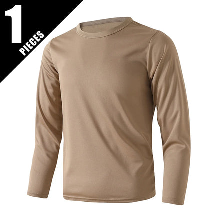 1/5 Set Of 2026 Spring/Summer New Item Youth Solid Color Sports Quick Drying Long Sleeved Casual T-shirt For 13-16 Year Old Boys