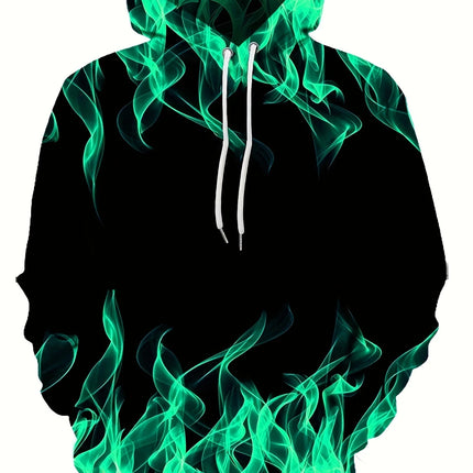 2024 Creative Flame 3D Print Hoodie, Cool Hoodies Mens,Spring Autumn Pullover Hooded Sweatshirt,Oversized Harajuku Y2k Clothes