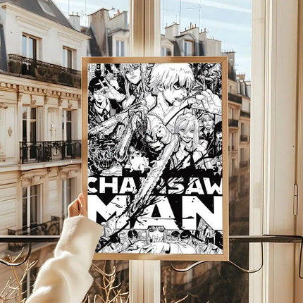 Classic Anime C_Chainsaw M_Man Poster Decorative Wall Art Stickers Mural Photo Print for Home Living Room Hallway Decor